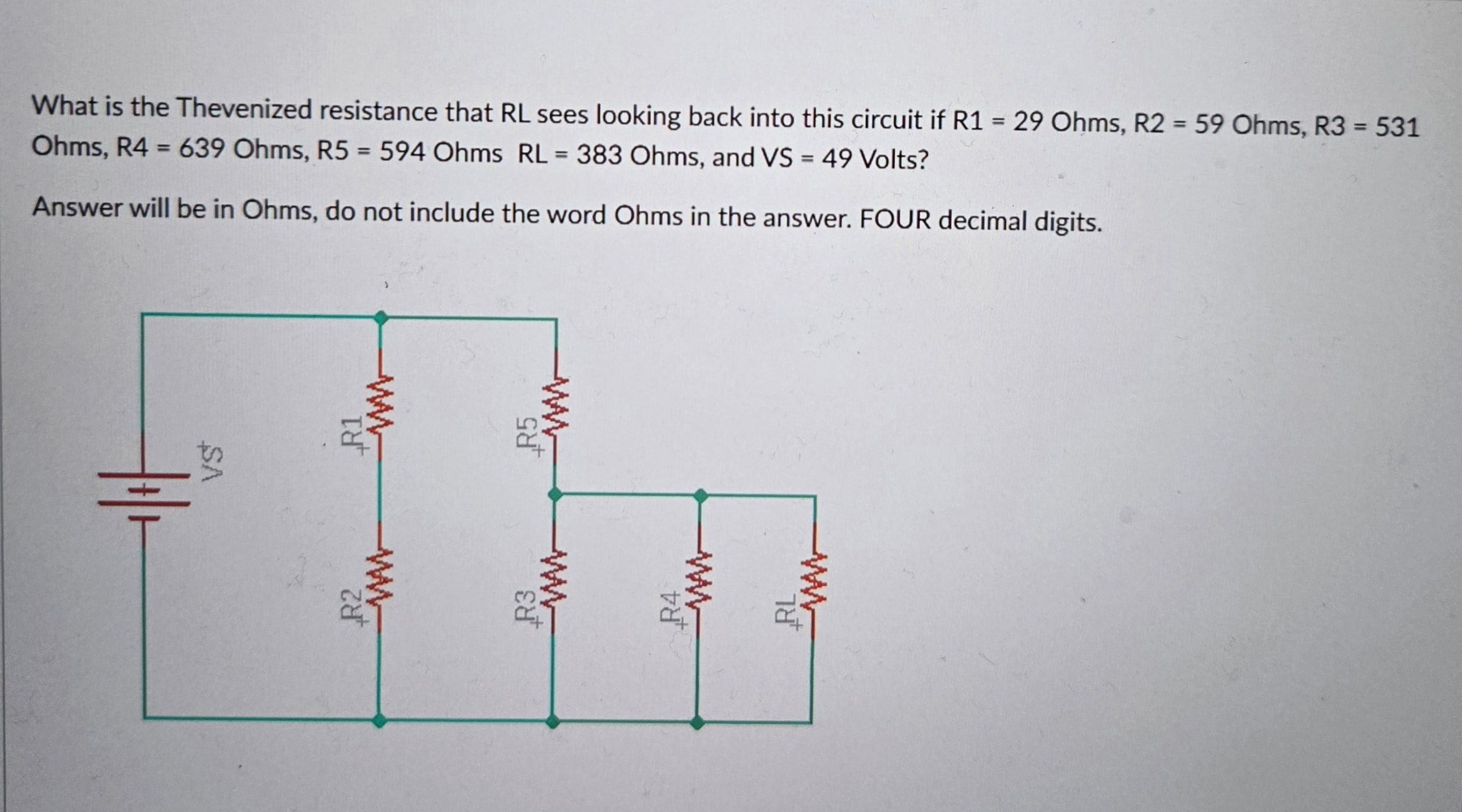 What is the Thevenized resistance that RL sees