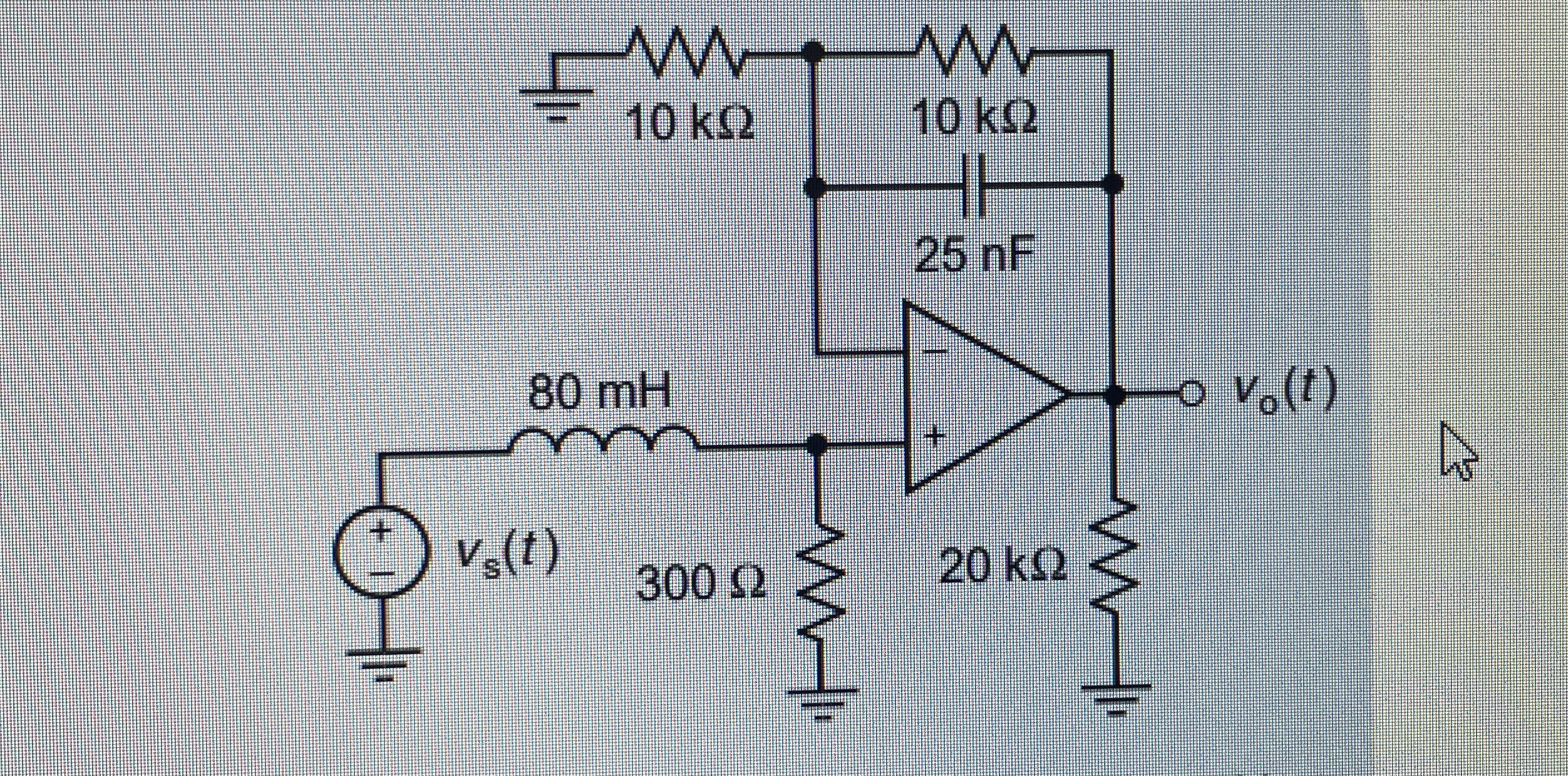 Let v _ s ( t ) = cos ( omega t ) and solve as a