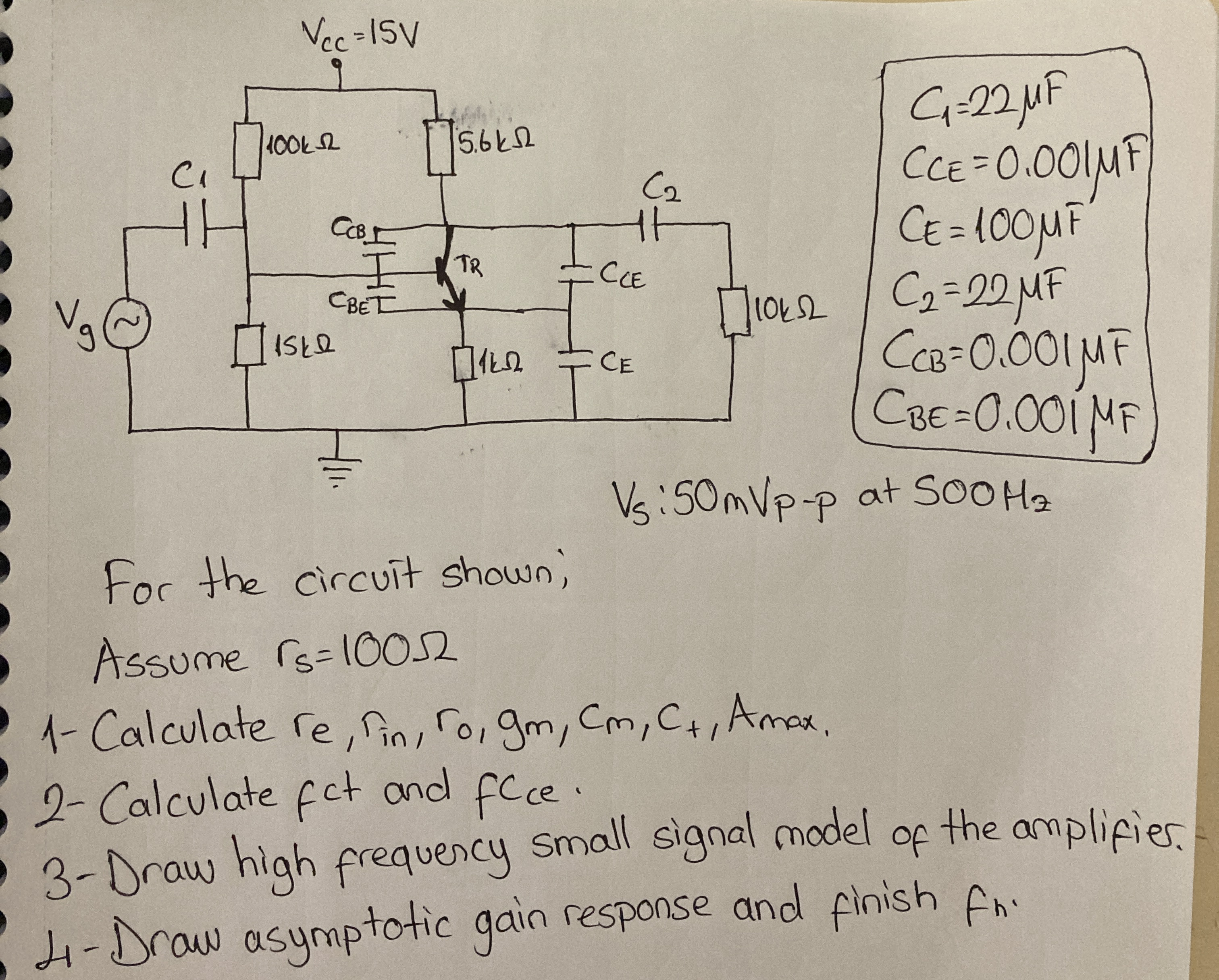 For the circuit shown; Assume r s = 1 0 0 1 -
