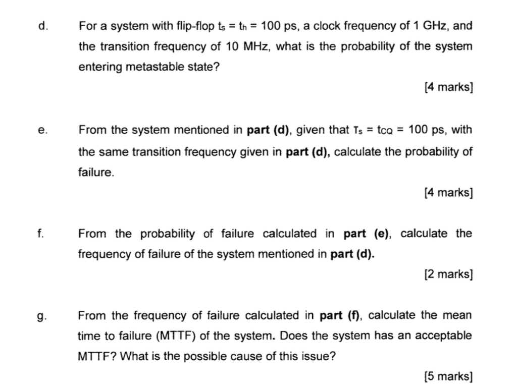 d . For a system with flip - flop t s s = t h = 1