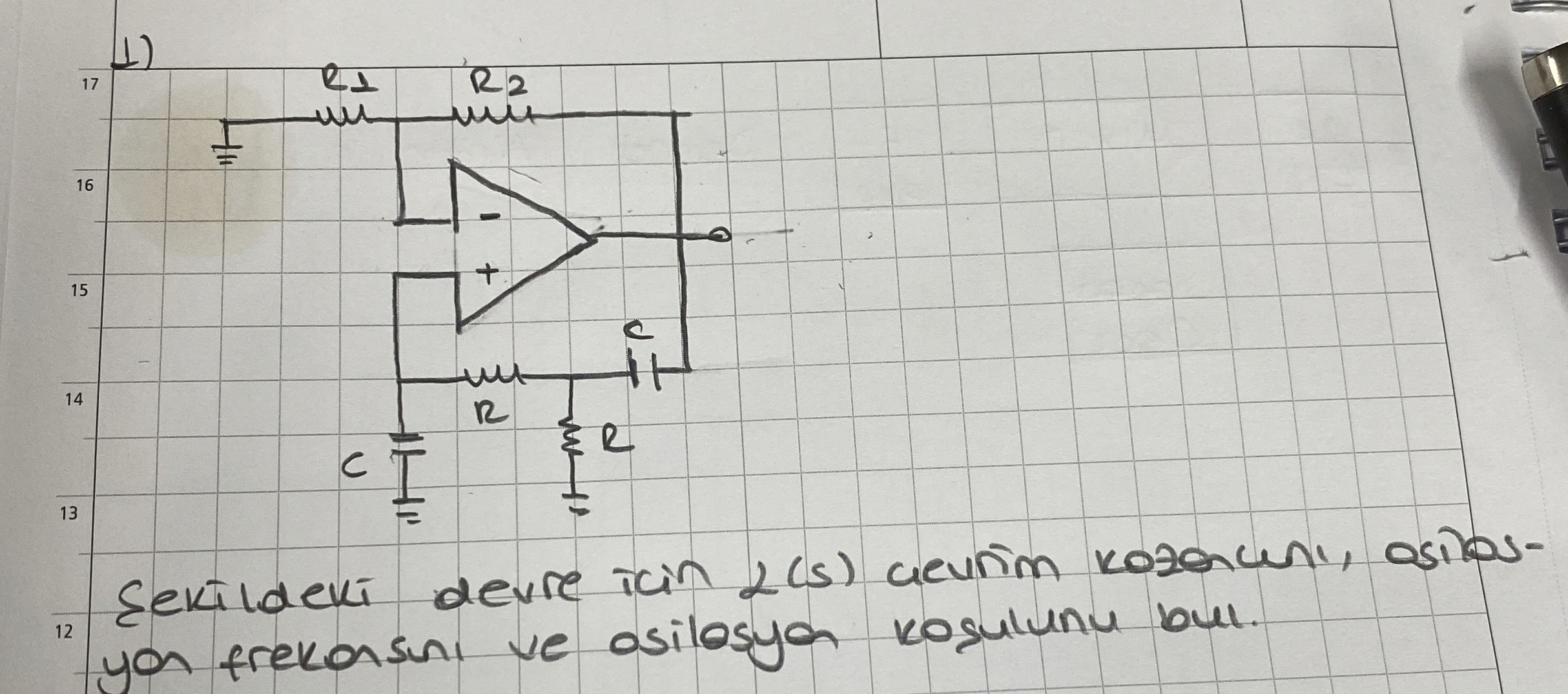 Sekildeki devre icin L ( s ) evrim Kazanc n ,