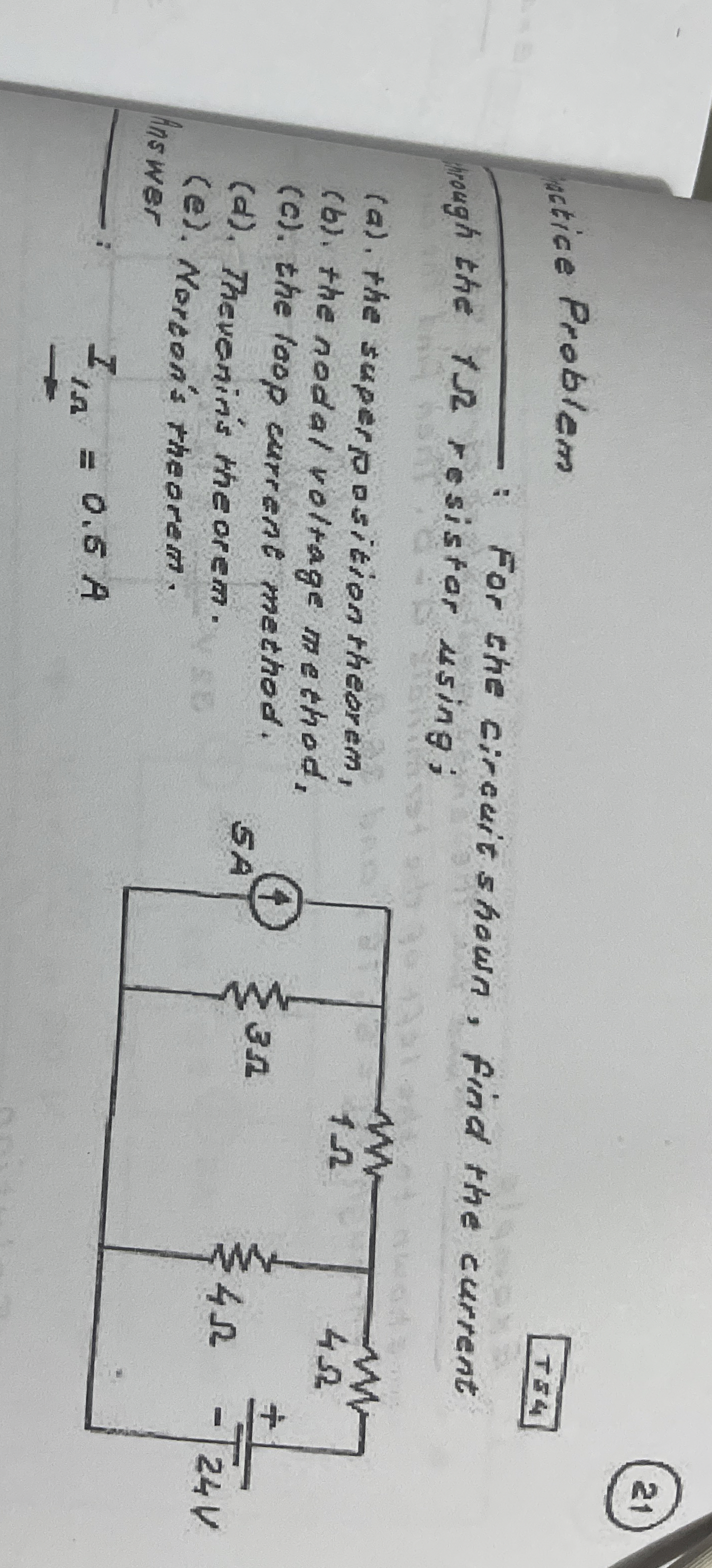 ( 3 1 ) atice Problem T 5 4 For the circuit