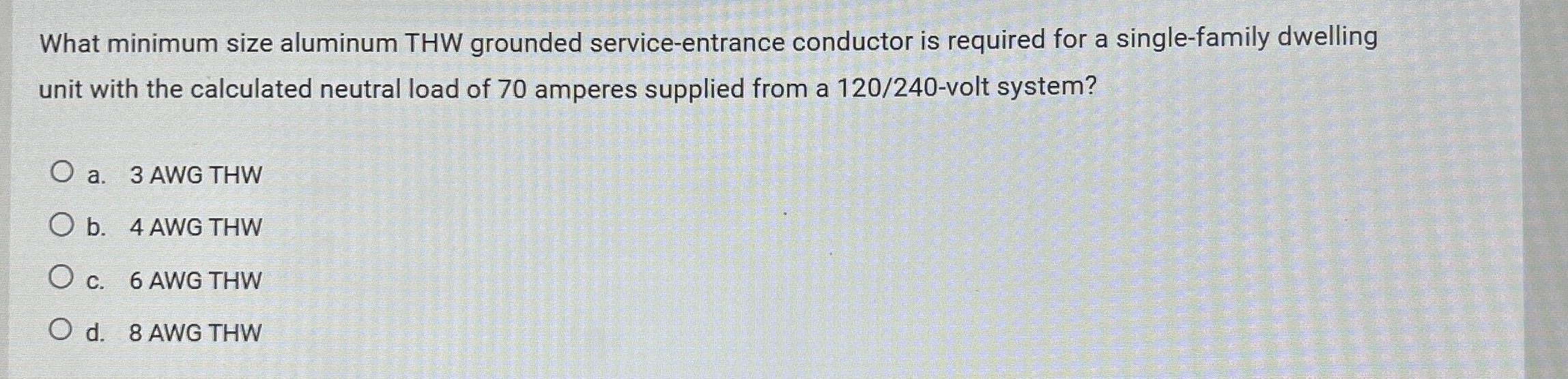 What minimum size aluminum THW grounded service -