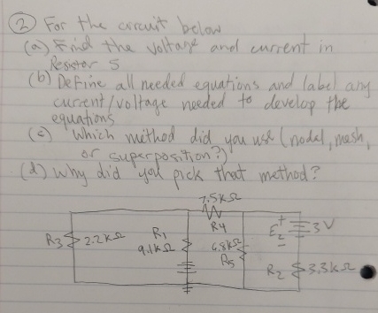 ( 2 ) For the circuit below, ( a ) Find the