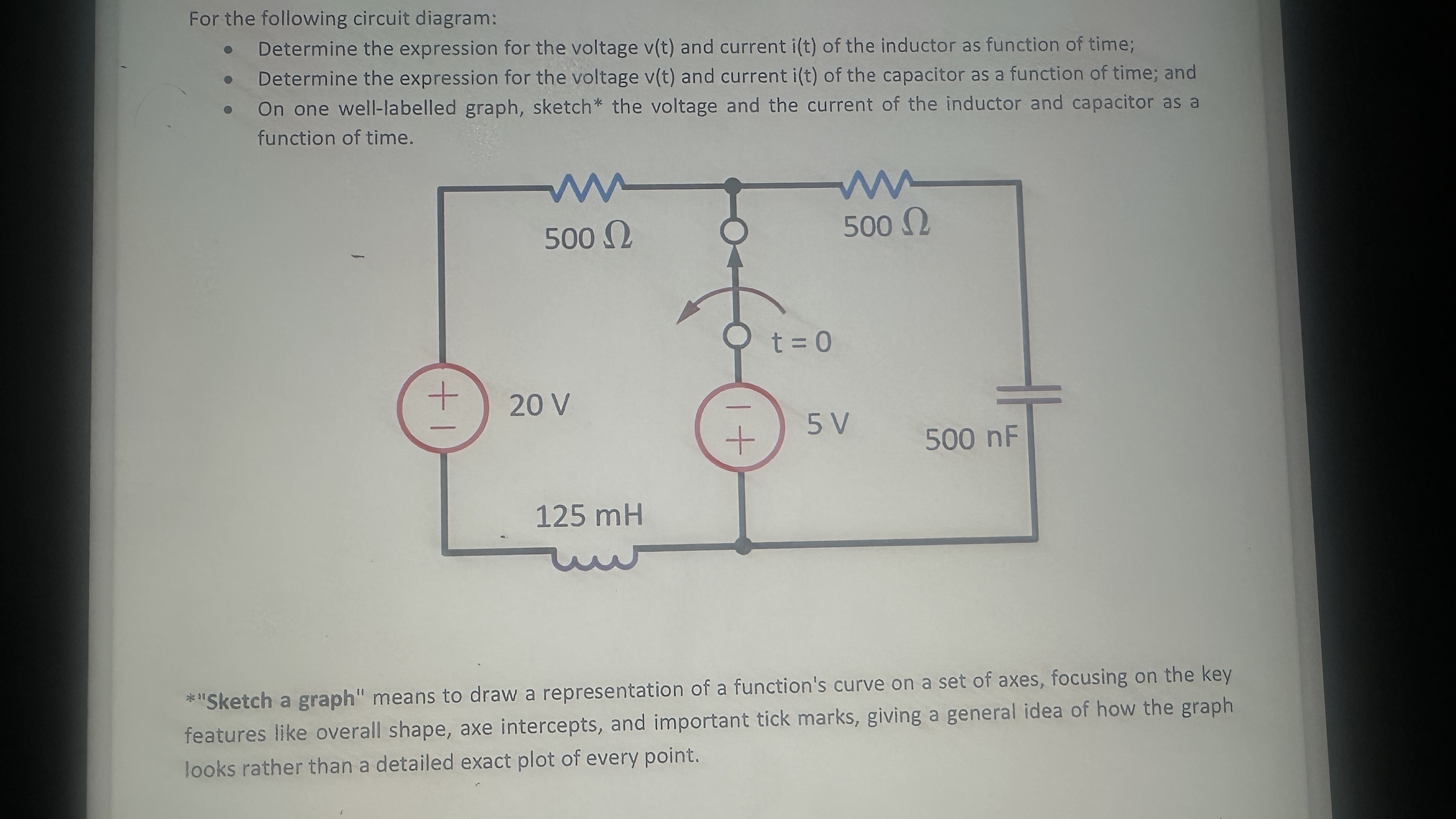 For the following circuit diagram: Determine the