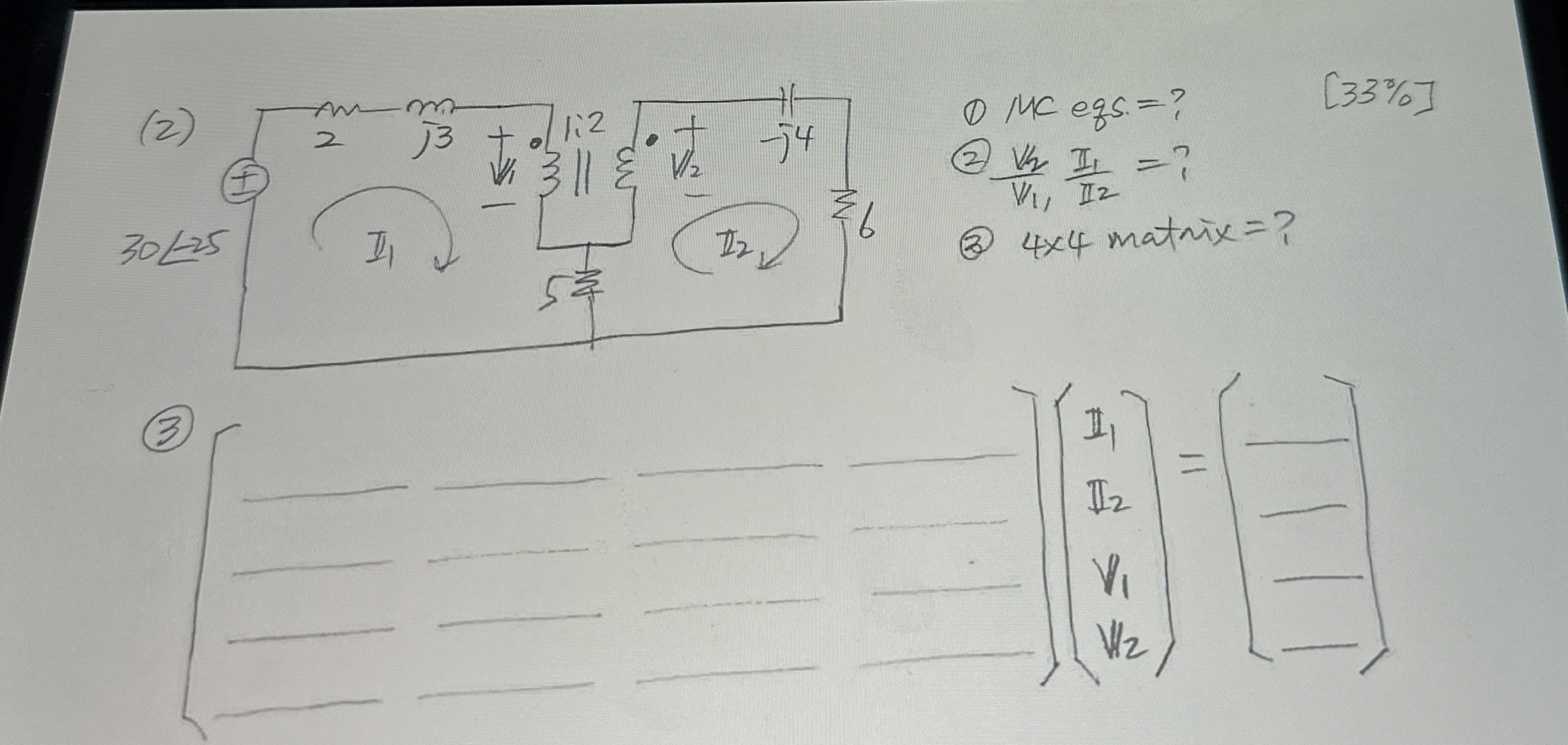 Solve this circuit using mesh current equations (