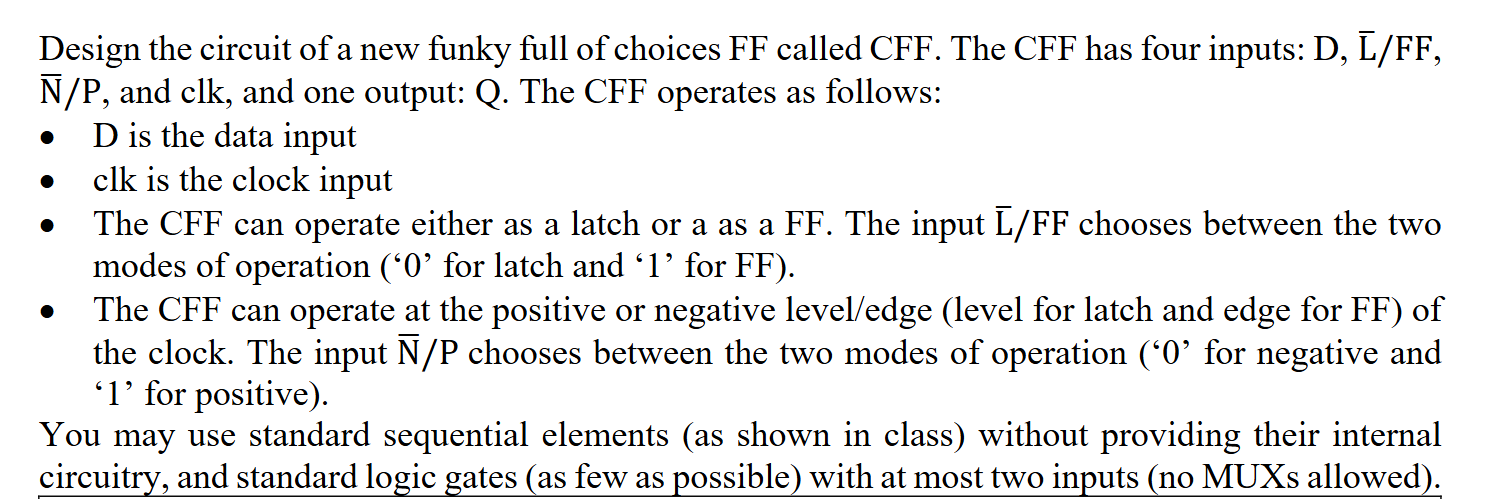 Design the circuit of a new funky full of choices