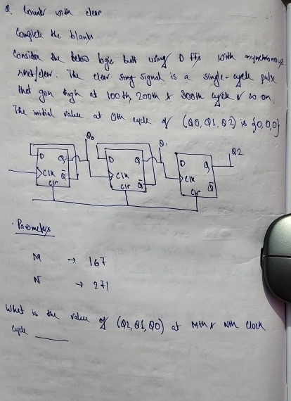 Q . Counter with clear Complete the blanks