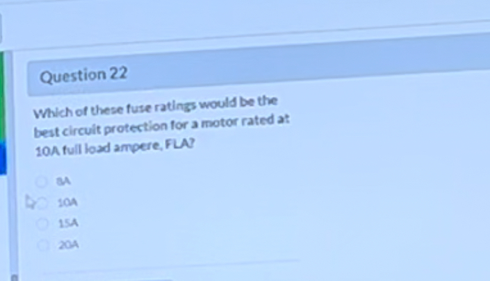 Question 2 2 Which of these fuse ratings would be