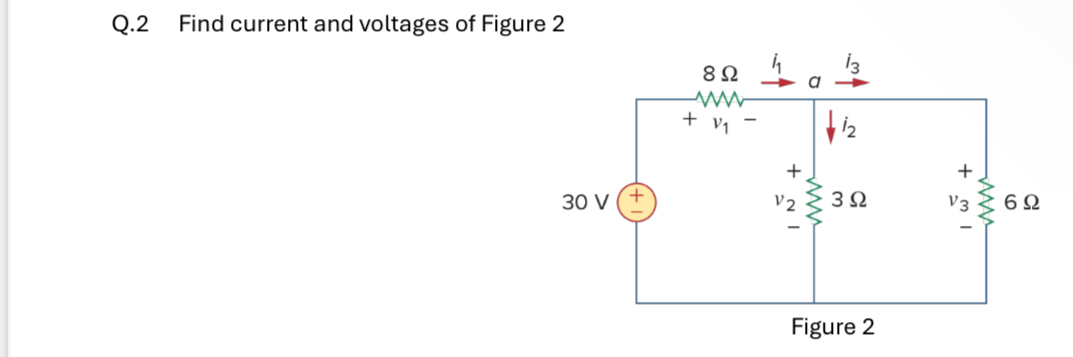 Q . 2 Find current and voltages of Figure 2