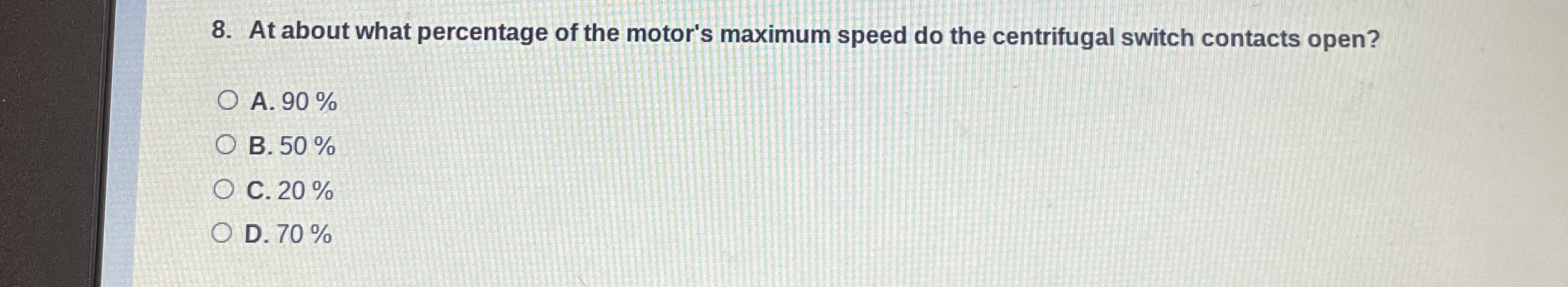 At about what percentage of the motor's maximum