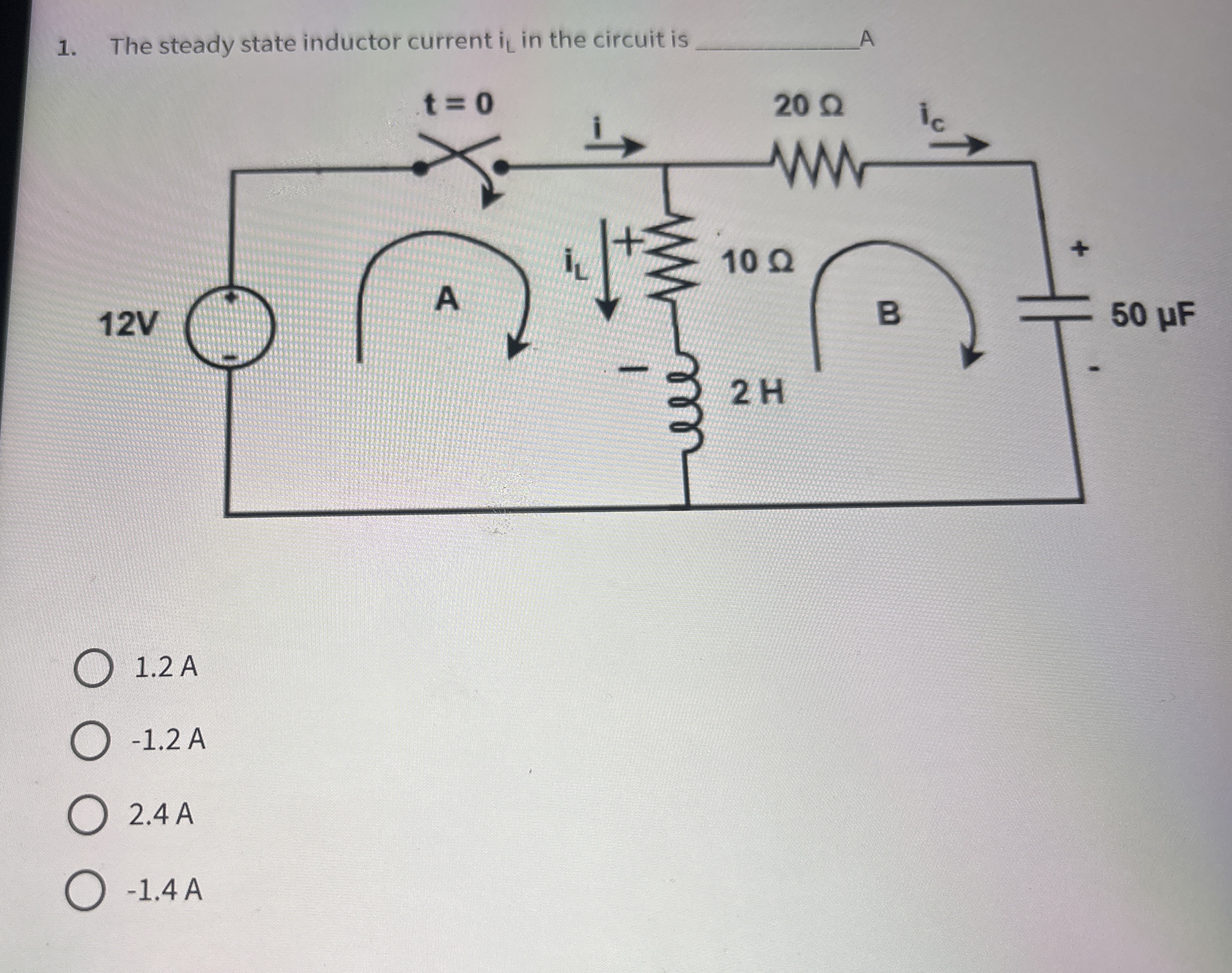 The steady state inductor current i L in the