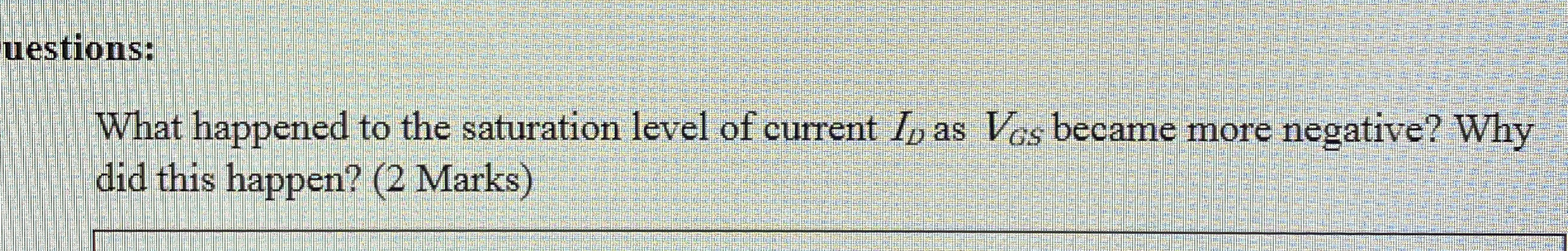uestions: What happened to the saturation level