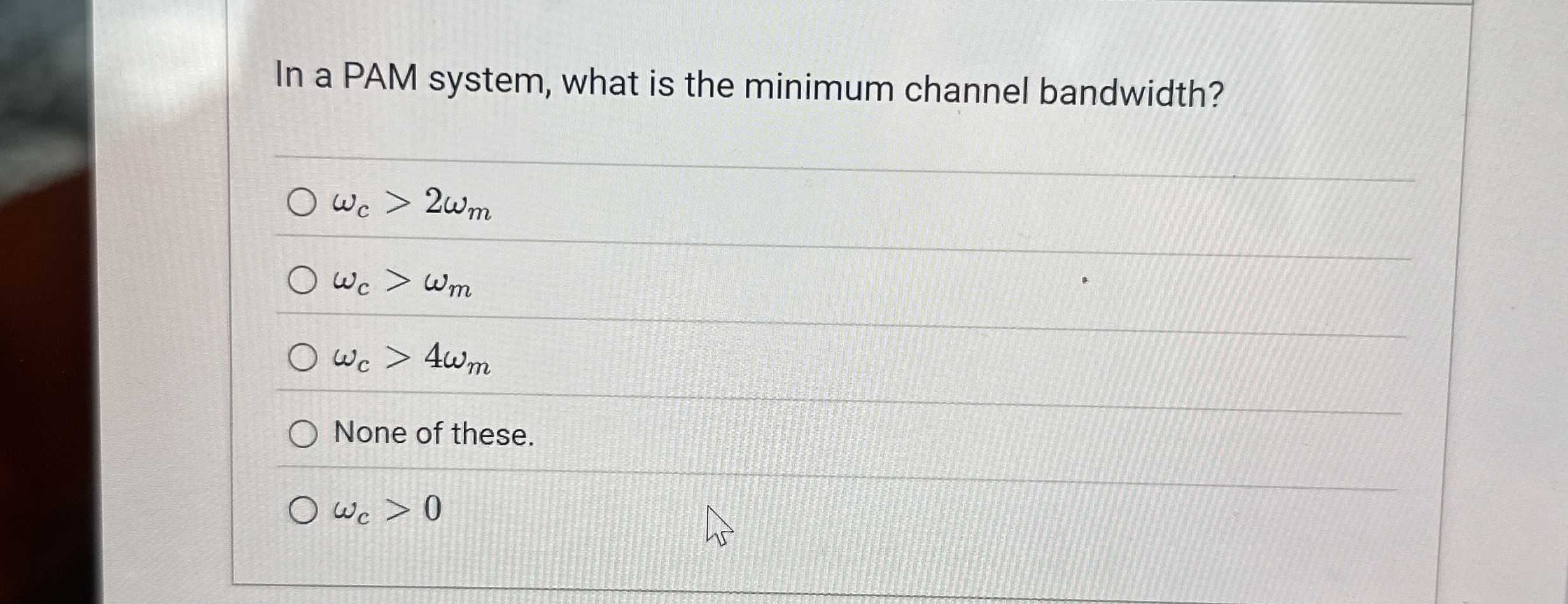 In a PAM system, what is the minimum channel