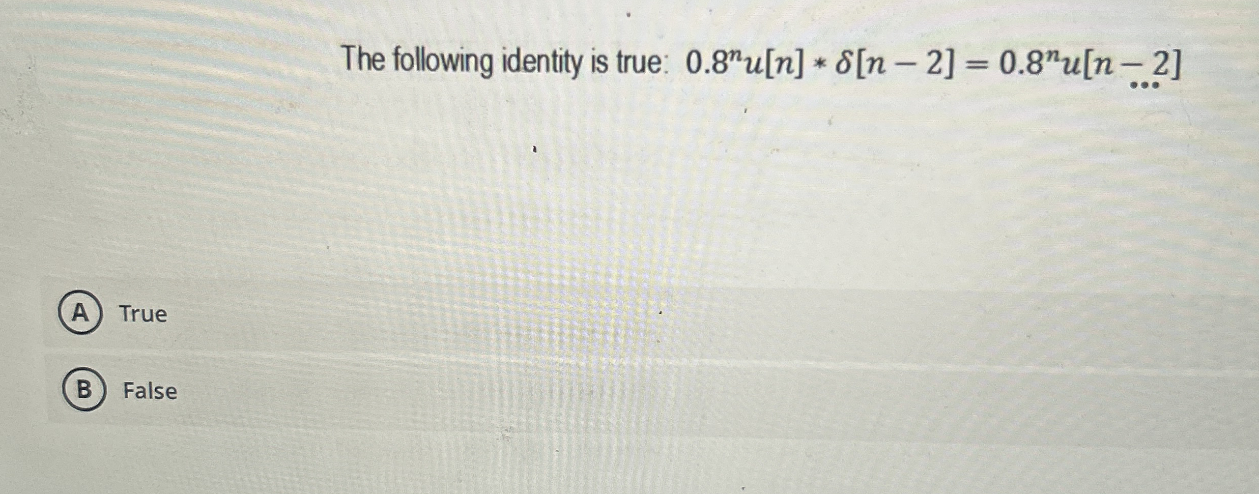The following identity is true: 0 . 8 n u [ n ] *