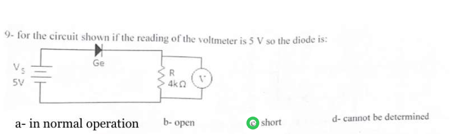 9 - for the circuit shown if the reading of the