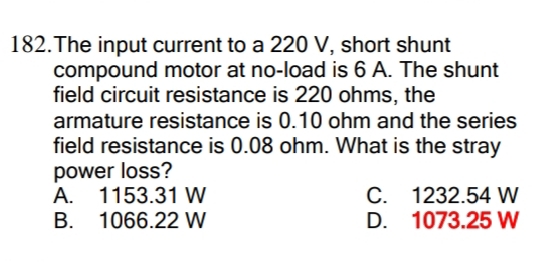 The input current to a 2 2 0 V , short shunt