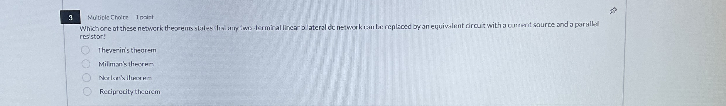 3 Multiple Choice 1 point Which one of these