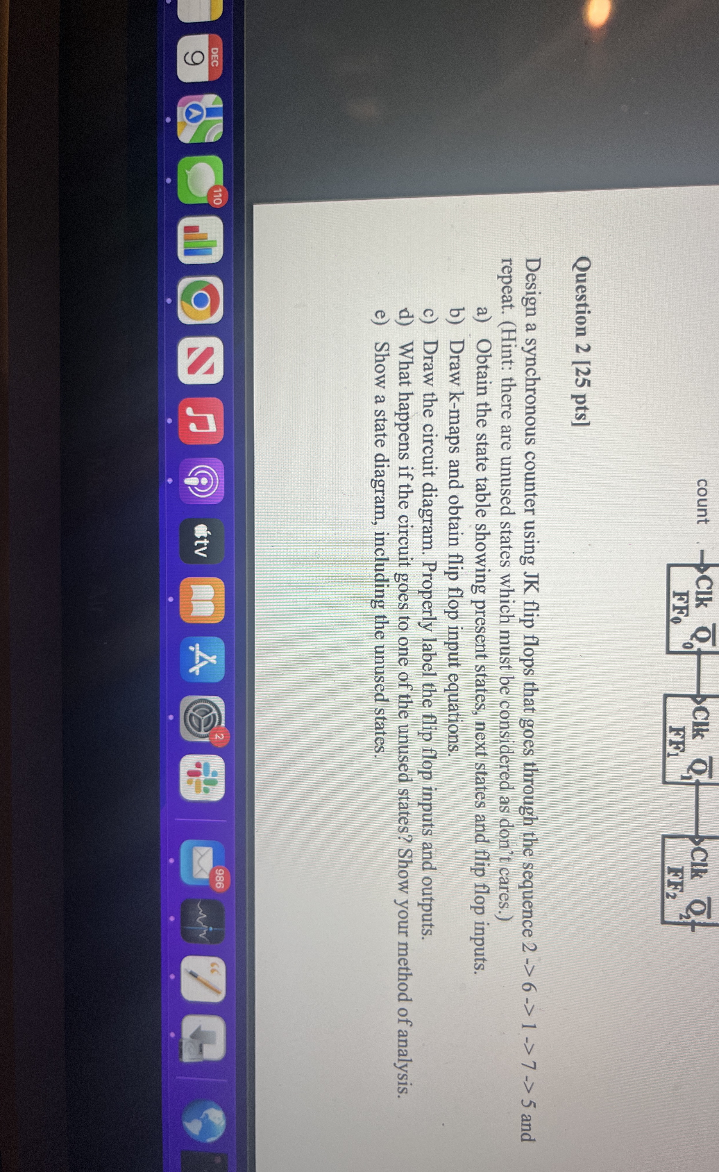 Question 2 [ 2 5 pts ] Design a synchronous