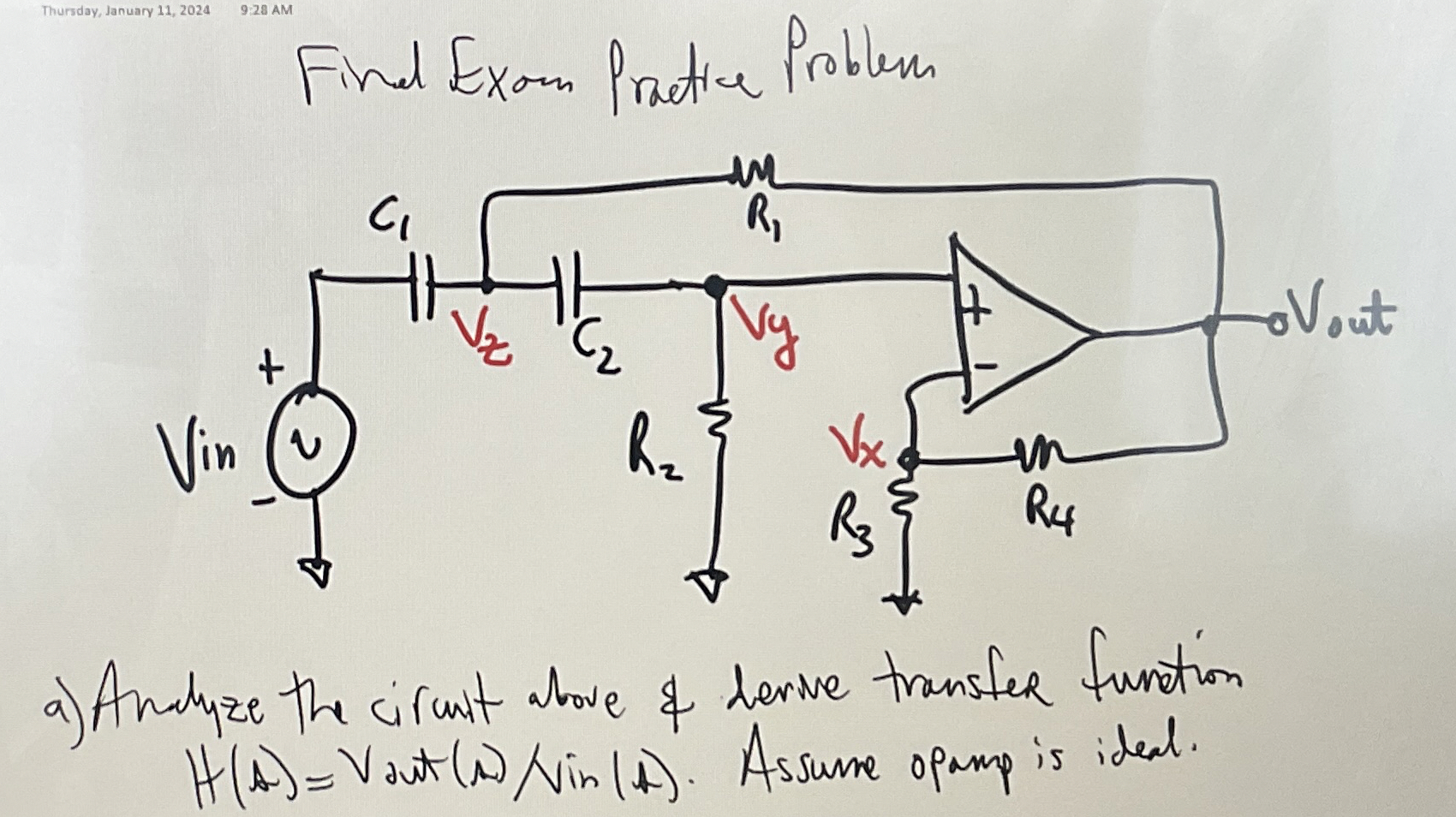 a ) Analyze the circult above & derive the