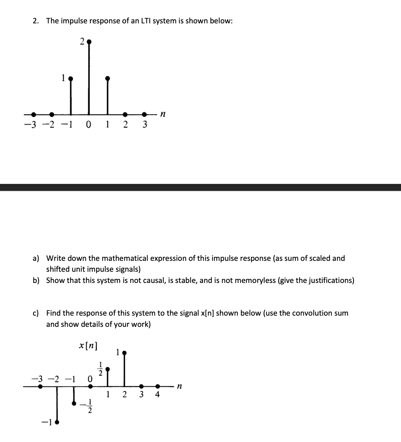 2 . The impulse response of an LTI system is