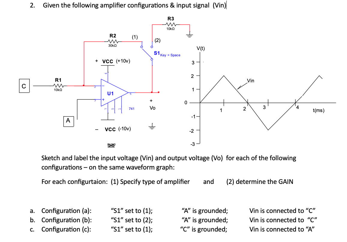 2 . Given the following amplifier configurations