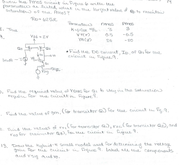 Given the PMOS circuit in Figure 6 with the
