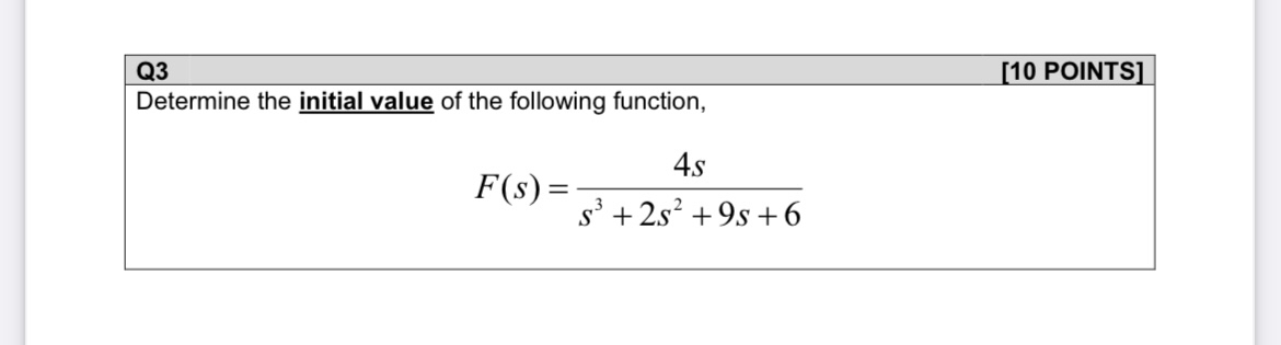 Q 3 Determine the initial value of the following