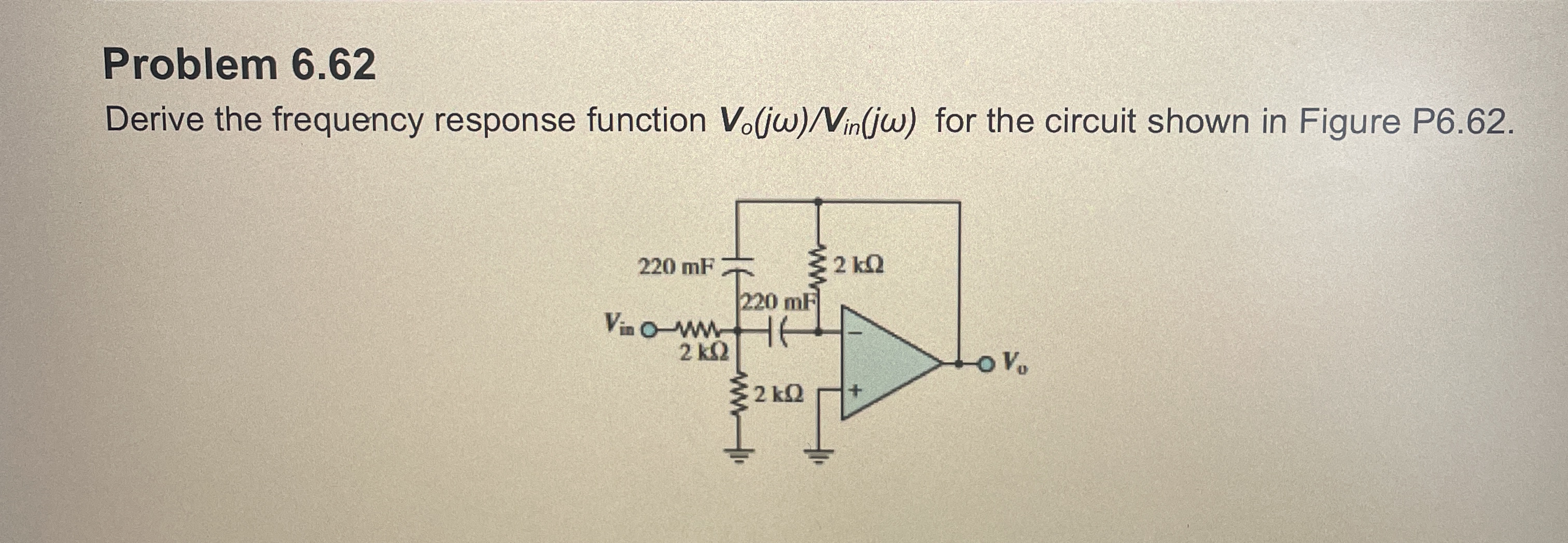 Problem 6 . 6 2 Derive the frequency response