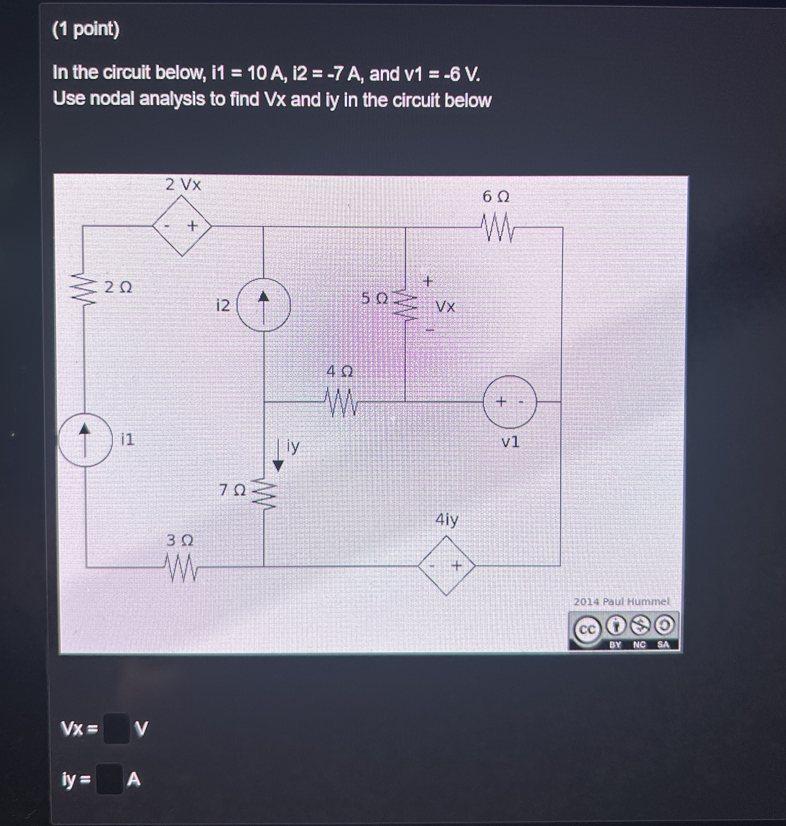 ( 1 point ) In the circuit below, 1 1 = 1 0 A , i