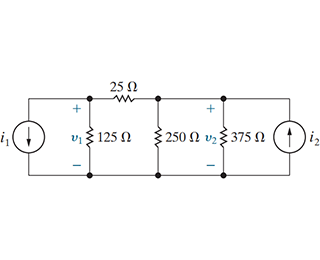 Use the node - voltage method to find v 1 v 1 .
