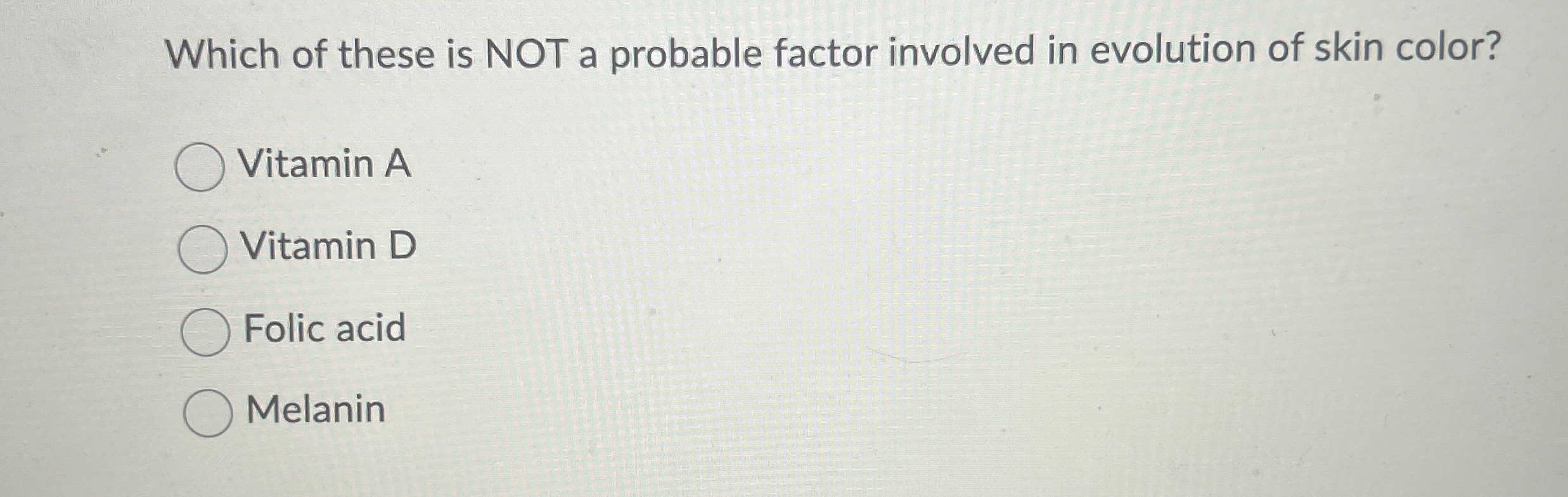 Which of these is NOT a probable factor involved