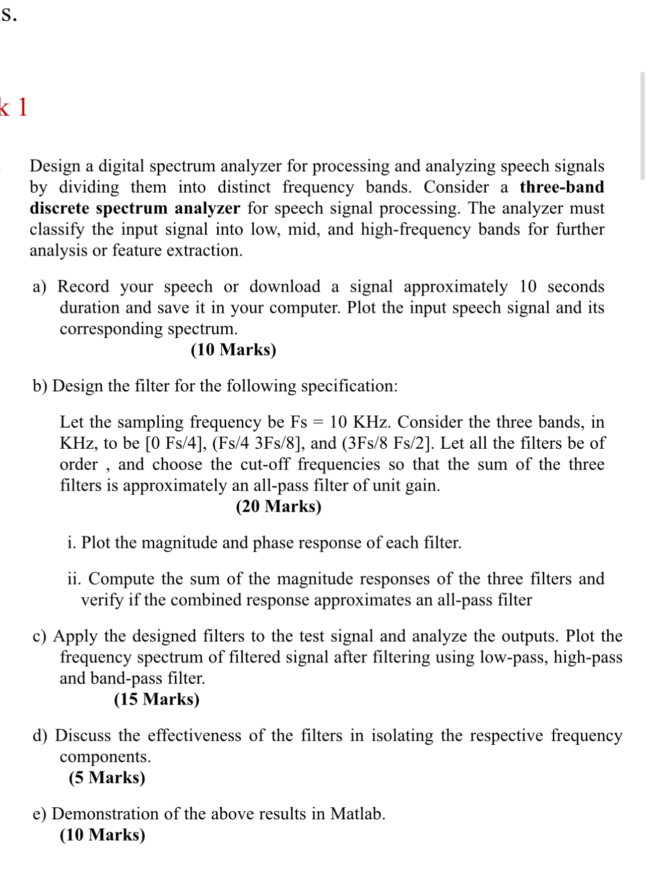 S . Design a digital spectrum analyzer for