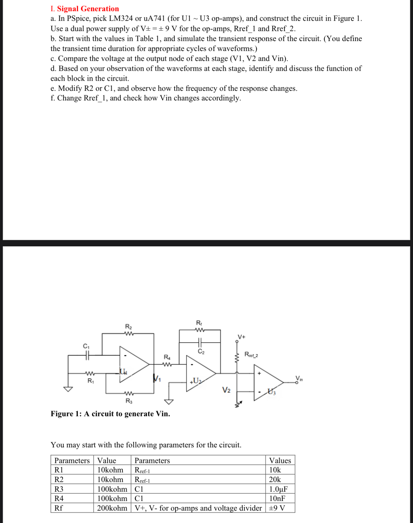 I. Signal Generation a . In PSpice, pick LM 3 2 4