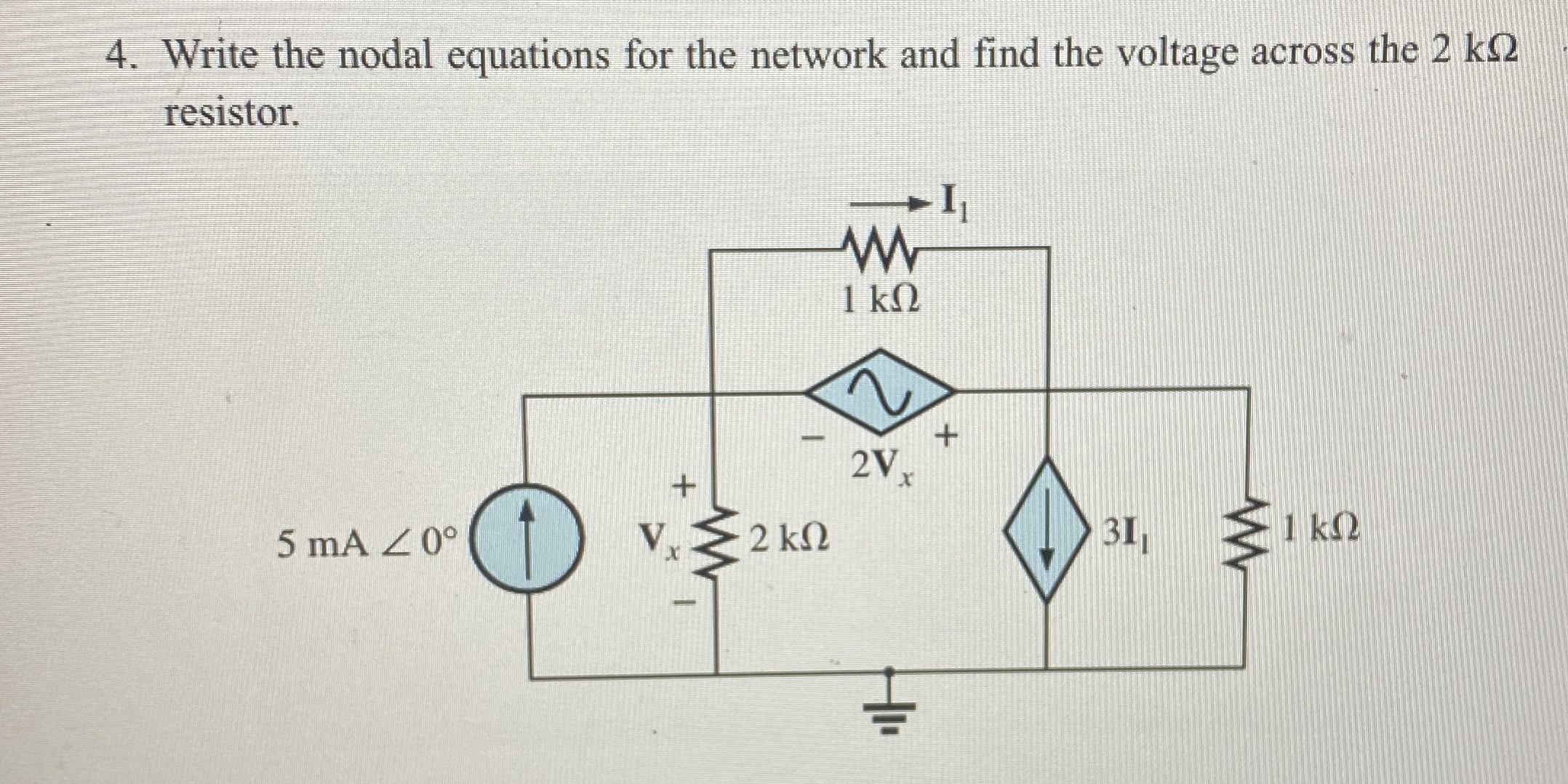 Write the nodal equations for the network and