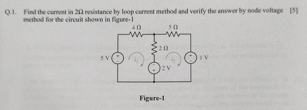 Q . 1 . Find the current in 2 resistance by loop