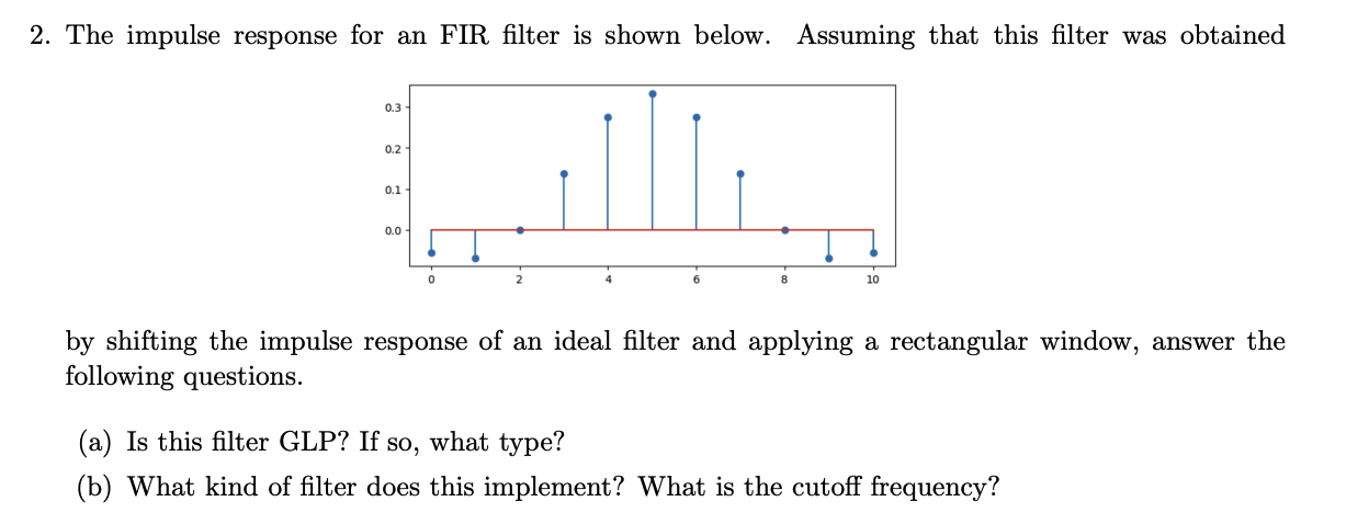 2 . The impulse response for an FIR filter is