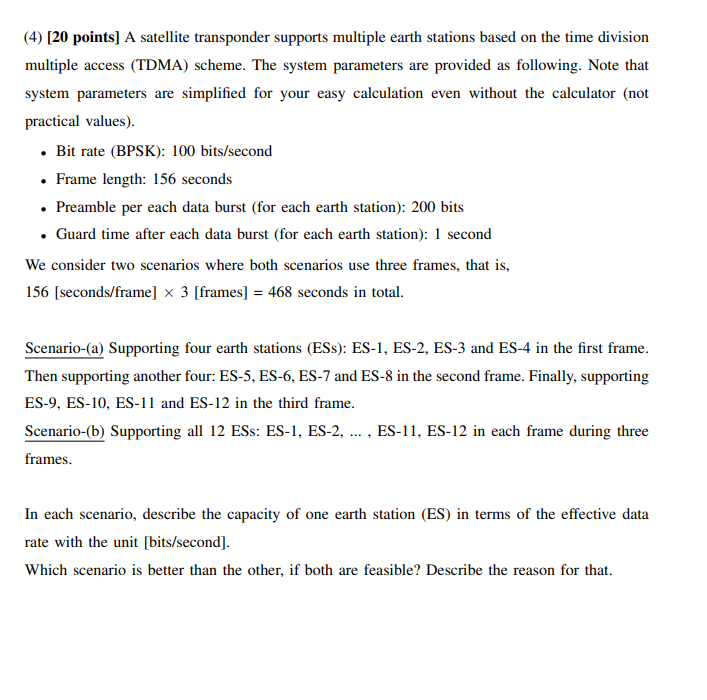 ( 4 ) [ 2 0 points ] A satellite transponder