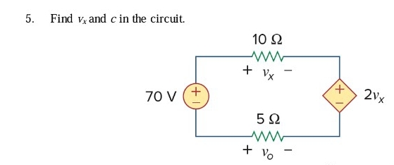 Find v x and c in the circuit.
