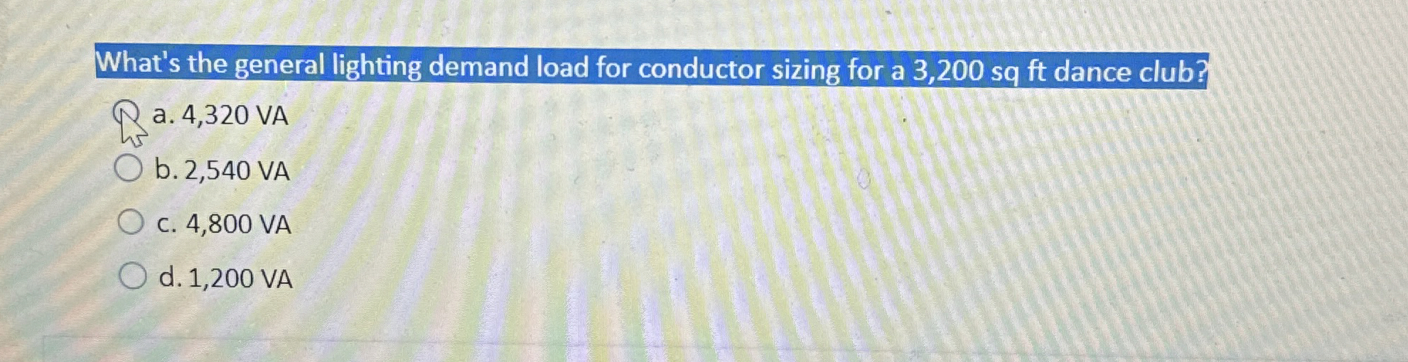 What's the general lighting demand load for