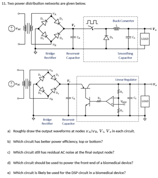 1 1 . Two power distribution networks are given