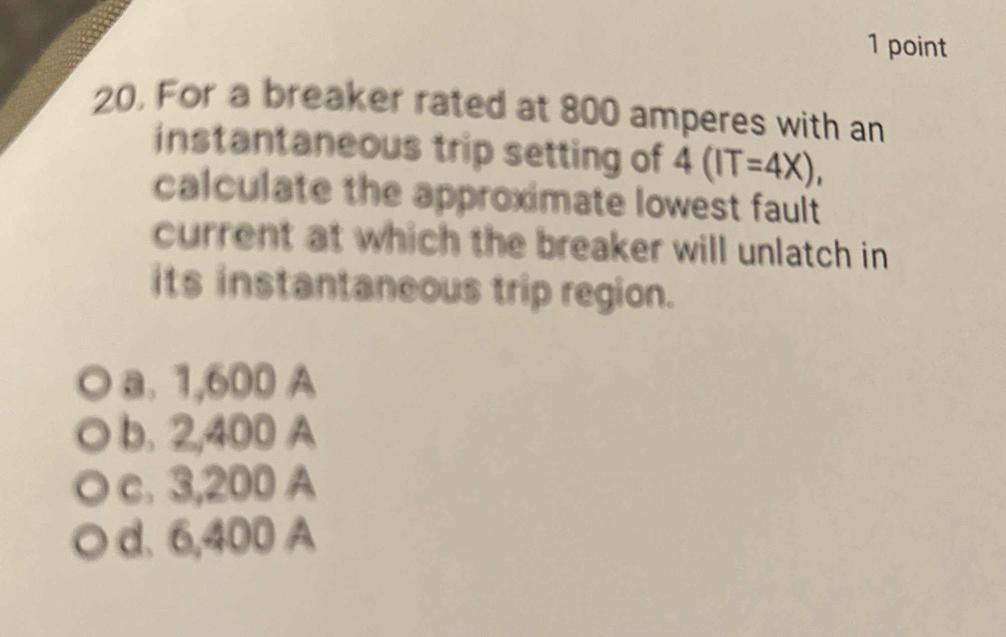 1 point 2 0 . For a breaker rated at 8 0 0