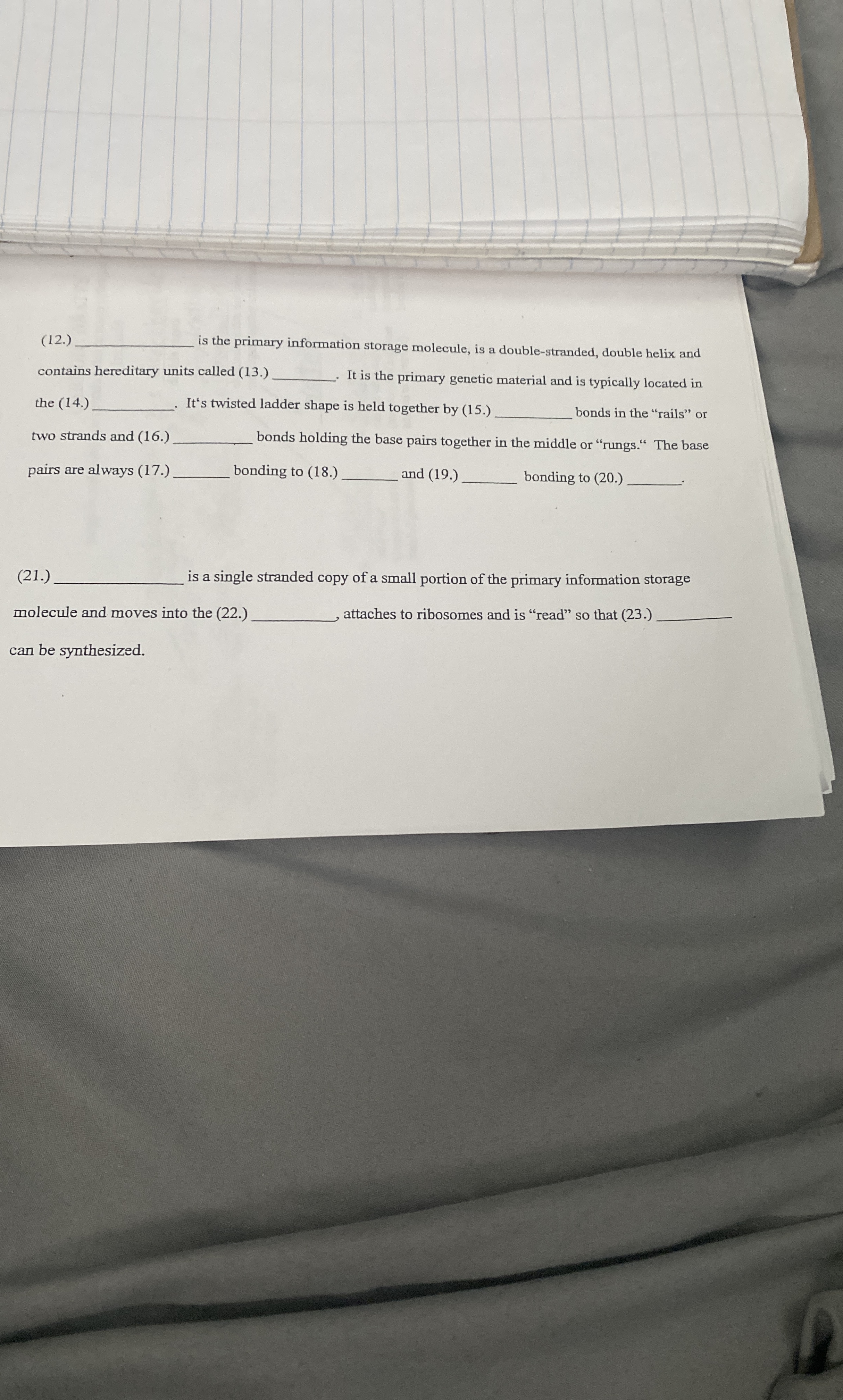 ( 1 2 . s the primary information storage