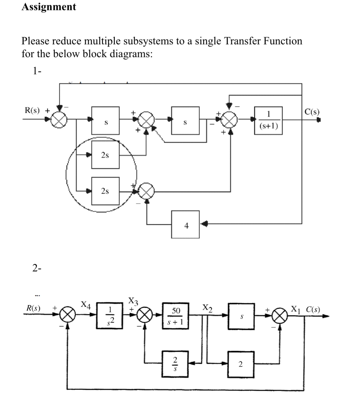 Assignment Please reduce multiple subsystems to a