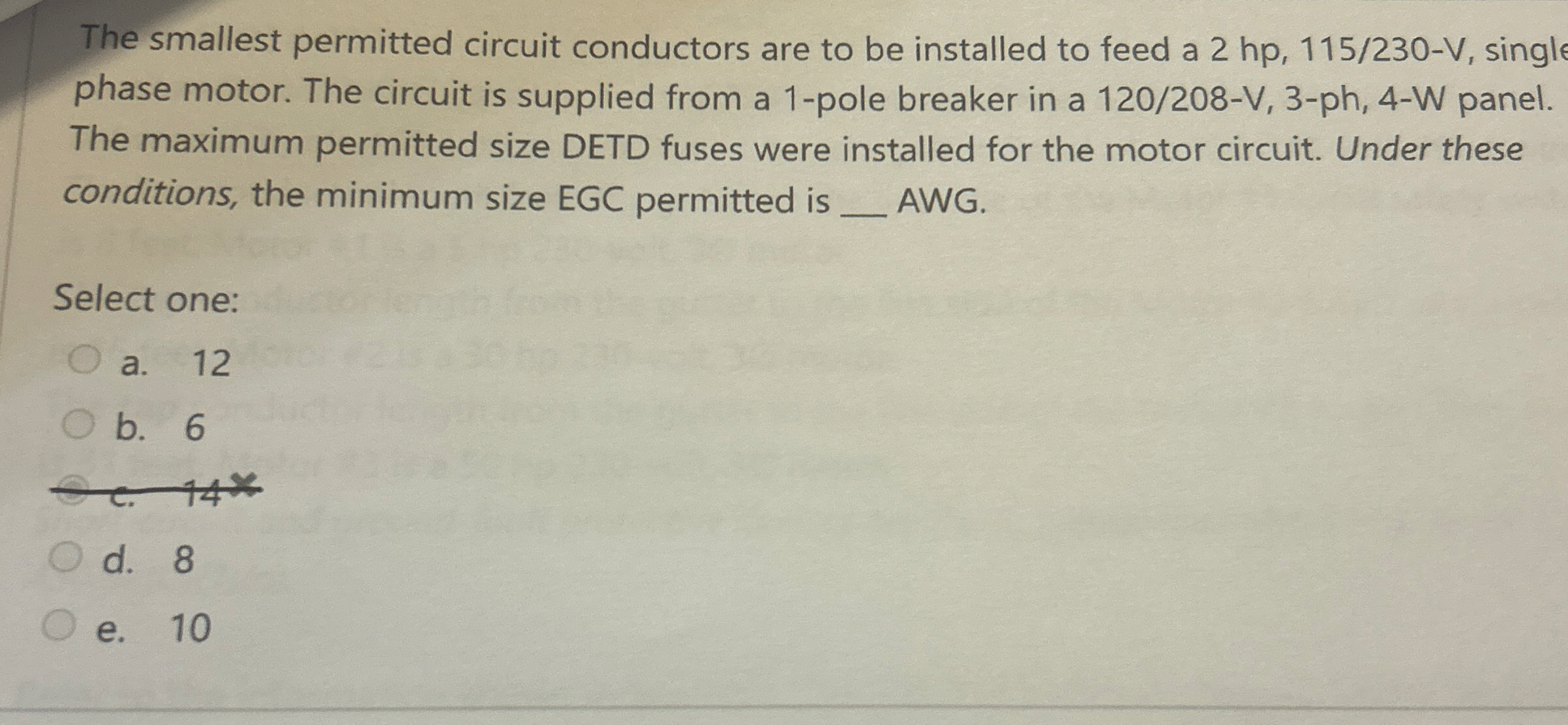 The smallest permitted circuit conductors are to
