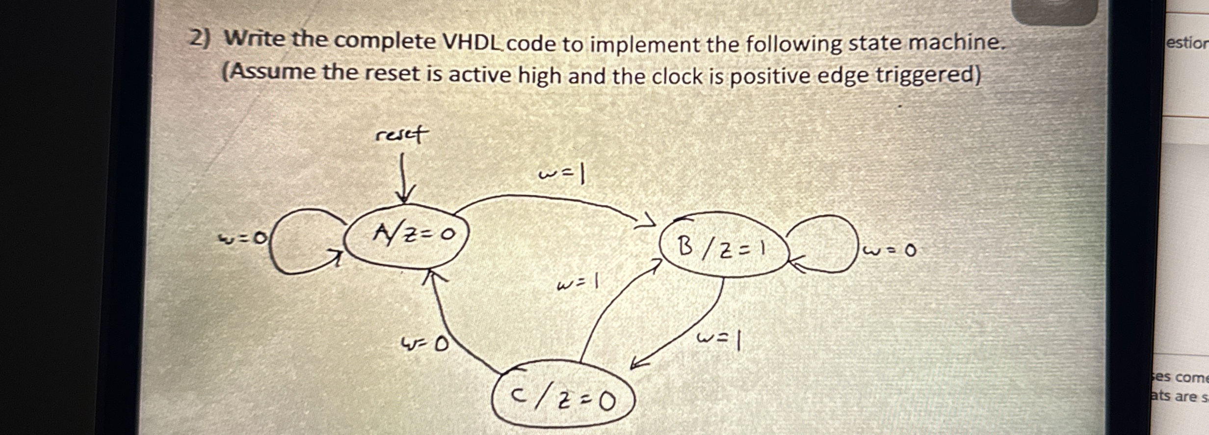 Write the complete VHDL code to implement the