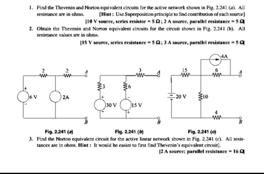 Find the Thevenin and Norton equivalent circuits