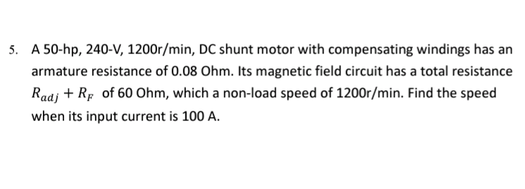 A 5 0 - h p , 2 4 0 - V , 1 2 0 0 r m i n , D C