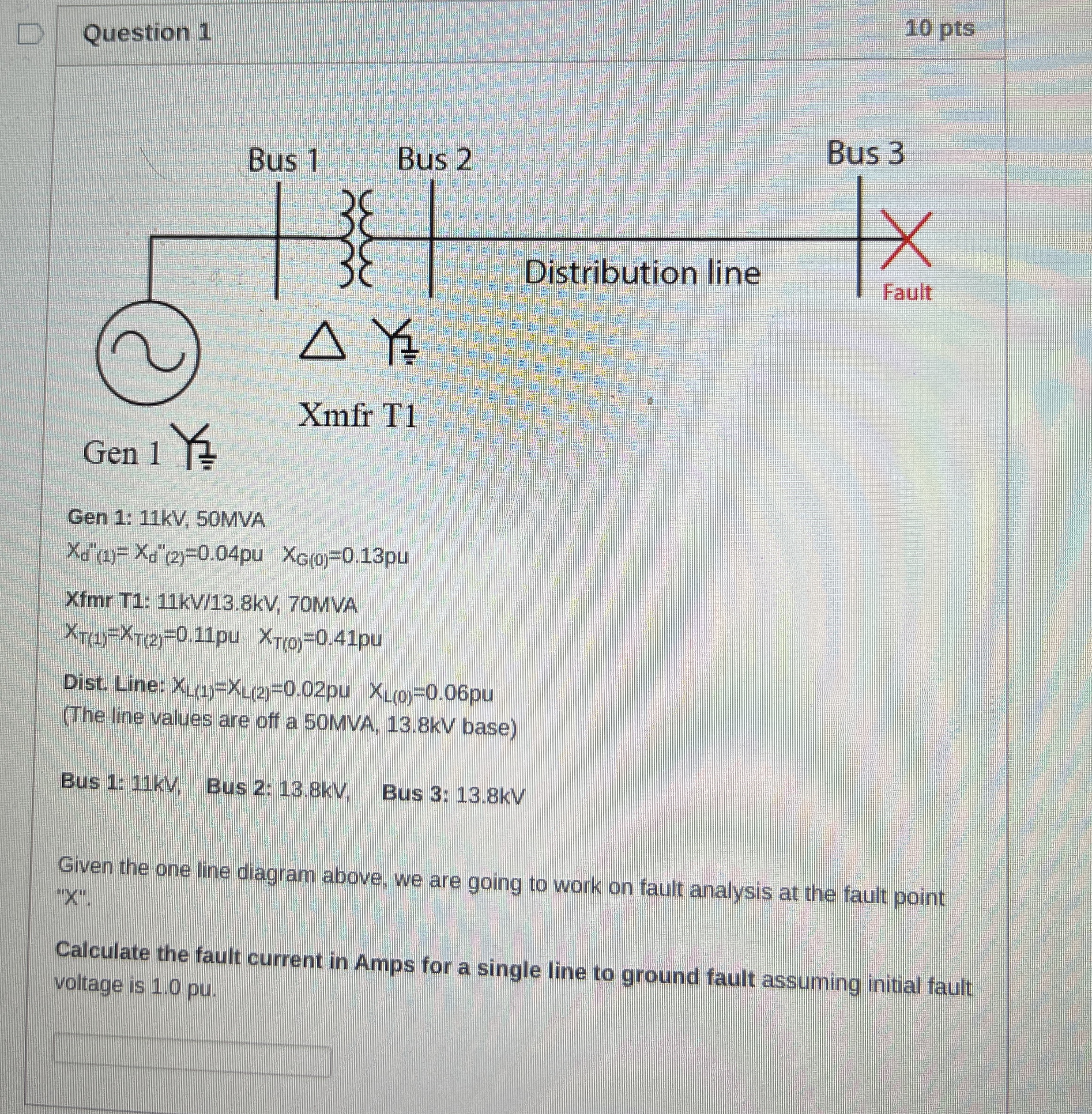 Calculate the fault current in Amps for a single