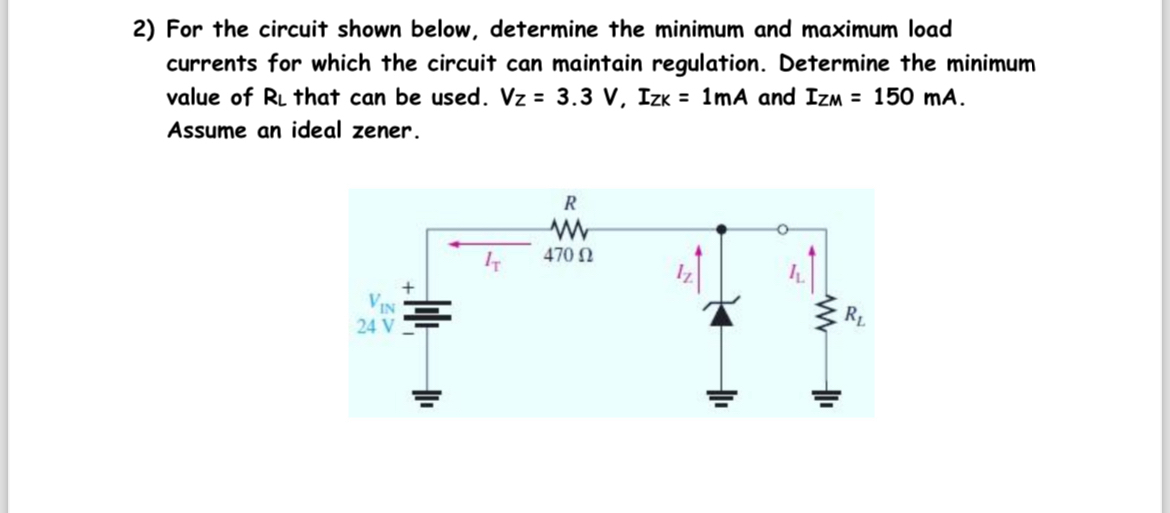 For the circuit shown below, determine the